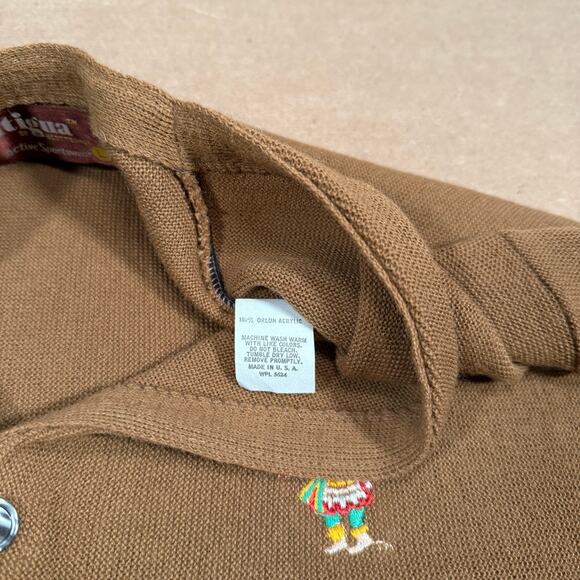 Vintage Southwest Native American Cardigan Sweater Brown Orlon Knit USA 90s - Picture 6 of 7